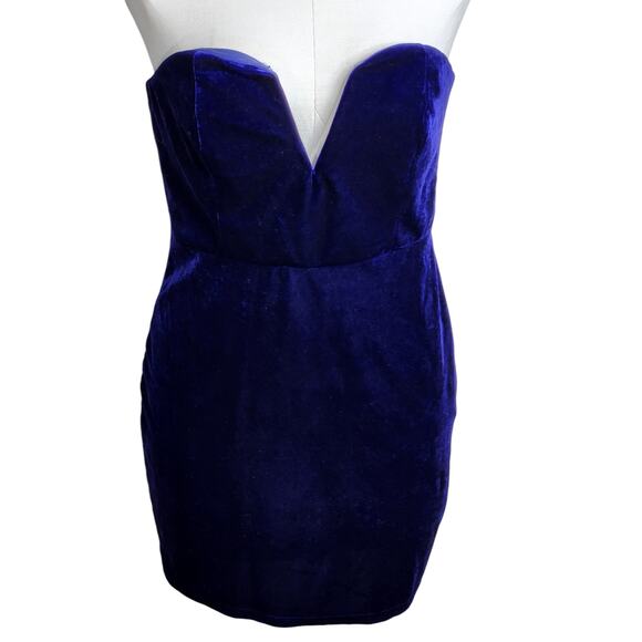 Superdown Tana‎ Strapless Velvet Mini Dress Women's Medium Indigo - Picture 4 of 13